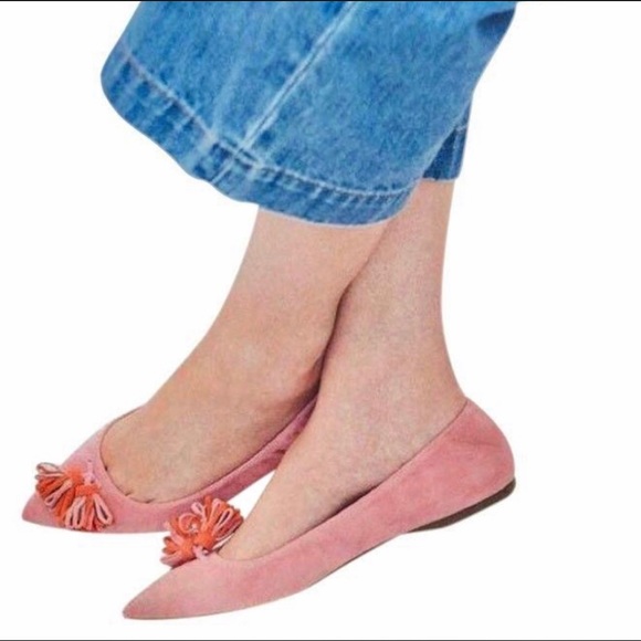 J Crew Pink Lottie Tassel Suede flats size 6 - Picture 2 of 4